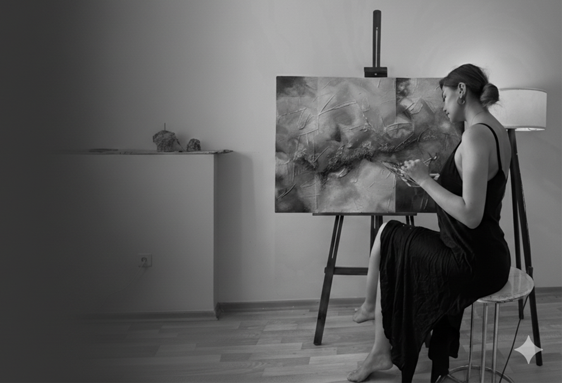 Koyu gri soldan sağa doğru açılan, sağda sanatçı fotoğrafı bulunan kapak görseli